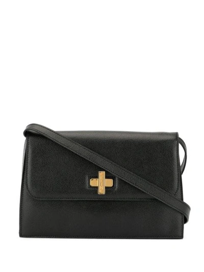 Shop Celine Céline  Engraved Logo Shoulder Bag - Black