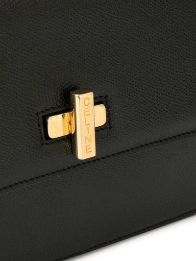 Shop Celine Céline  Engraved Logo Shoulder Bag - Black
