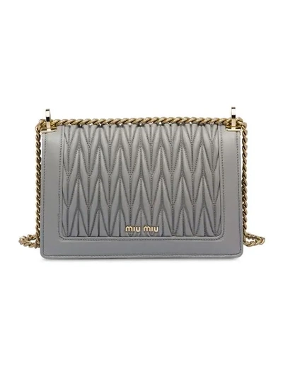 Shop Miu Miu Confidential Chain Bag In Grey