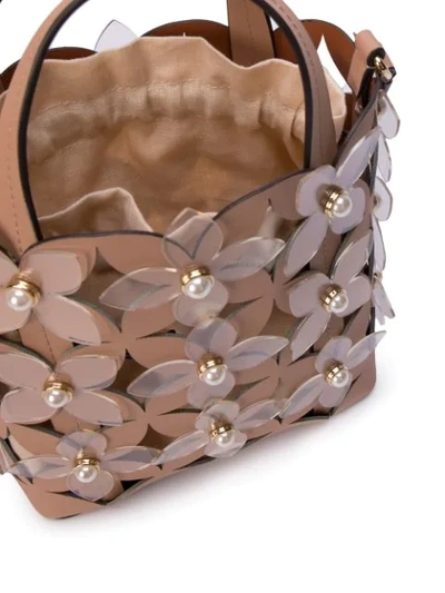 Shop Zac Zac Posen Floral Bouquet Small North/south Shopper Bag In Neutrals