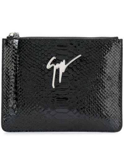 Shop Giuseppe Zanotti Mergery Mirrored Clutch In Black