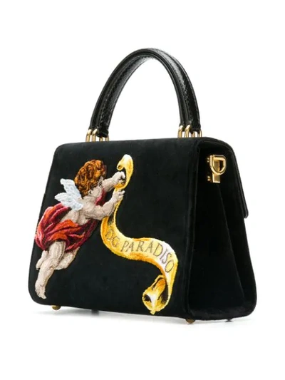Shop Dolce & Gabbana Fashion Floral Top Handle Bag In Black