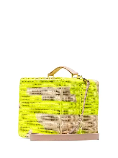 Shop Natasha Zinko Straw Structured Box Bag In Yellow