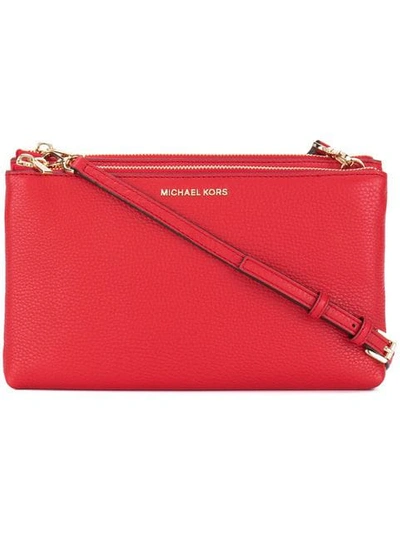 Shop Michael Michael Kors Double Zips Crossbody Bag In Red