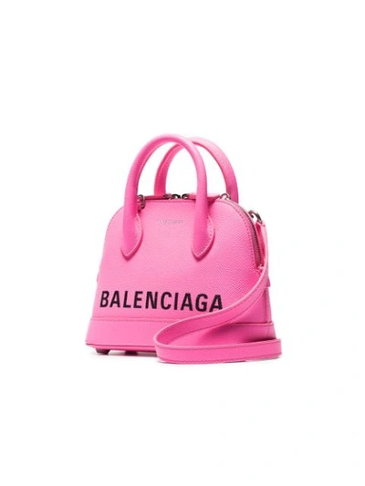 Shop Balenciaga Fluorescent Pink Ville Xxs Leather Tote
