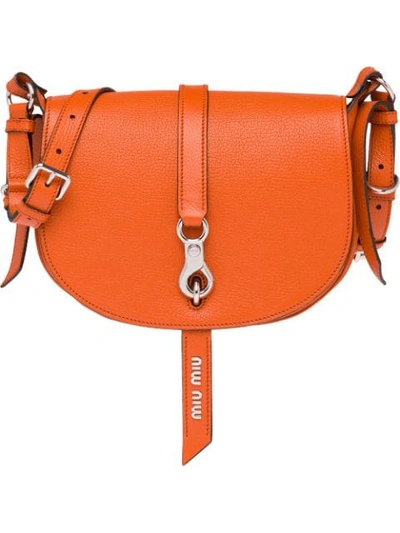 Shop Miu Miu Madras Shoulder Bag In Orange