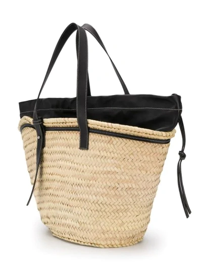 Shop Loewe Woven Basket Bag In Neutrals