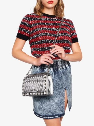 Shop Miu Miu Matelassé Shoulder Bag - Silver