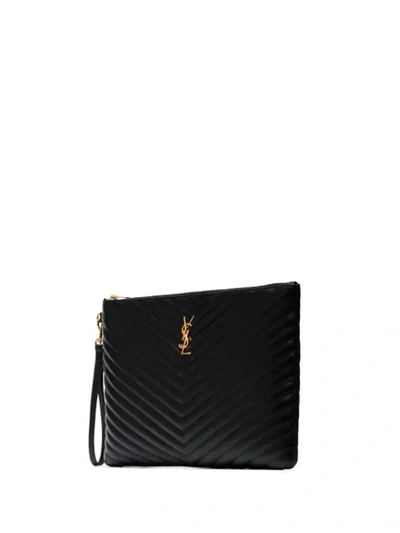 Shop Saint Laurent Black Large Monogram Leather Document Holder