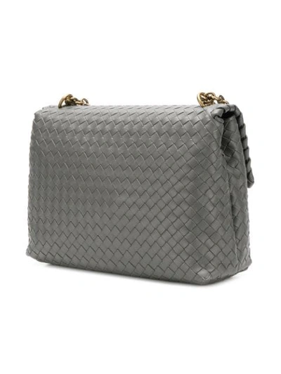 Shop Bottega Veneta Intrecciato Shoulder Bag In Grey