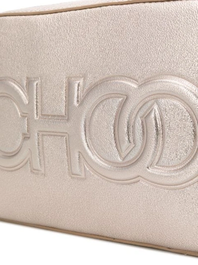 Shop Jimmy Choo Metallic Logo Sonia Bag In Gold