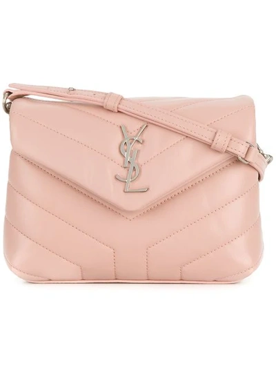 Shop Saint Laurent Quilted Monogram Shoulder Bag In Pink