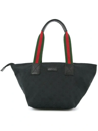 Pre-owned Gucci Gg Shelly Tote Bag In Black