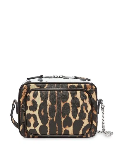 Shop Burberry Animal Print Leather Camera Bag In Multicolour