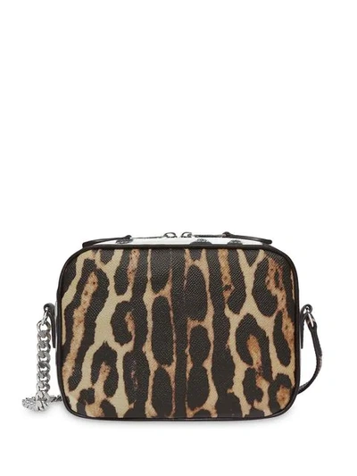Shop Burberry Animal Print Leather Camera Bag In Multicolour
