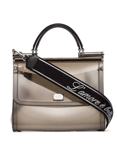 Shop Dolce & Gabbana Sicily Transparent Shoulder Bag In Grey