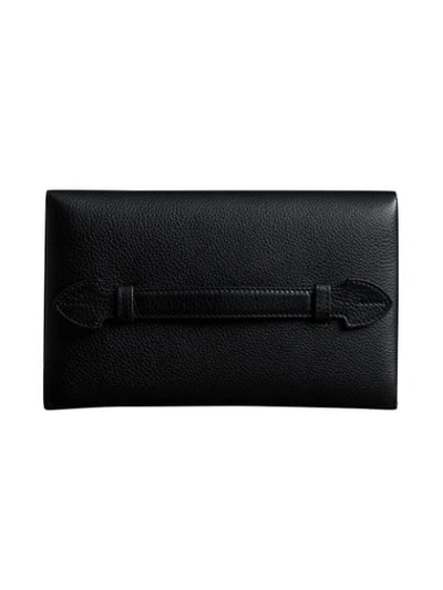 Shop Burberry Two-tone Leather Wristlet Clutch In Black
