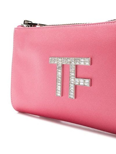 Shop Tom Ford Embellished Logo Clutch Bag In Pink