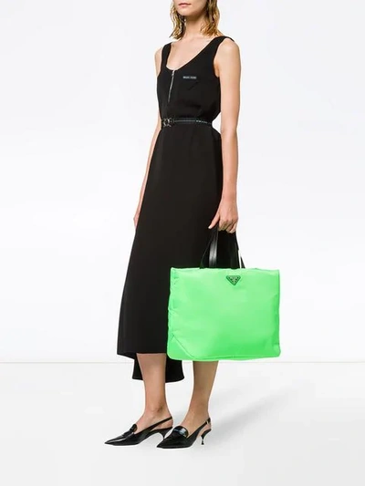 Shop Prada Neon Green Padded Tote Bag
