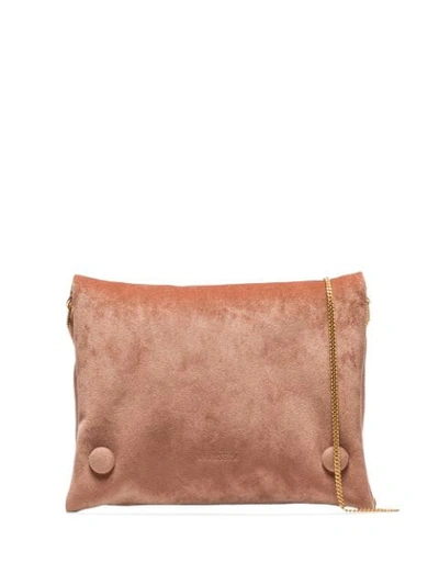 Shop Nanushka Tao Velvet Crossbody Bag In Brown