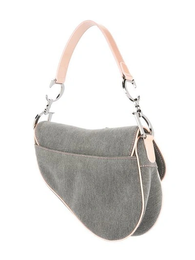 Pre-owned Dior  Denim Saddle Handbag In Grey