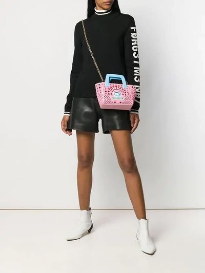 Shop Gcds Mini Woven Shoulder Bag In Pink