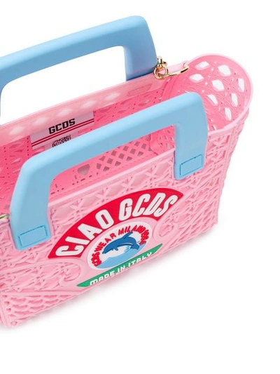 Shop Gcds Mini Woven Shoulder Bag In Pink