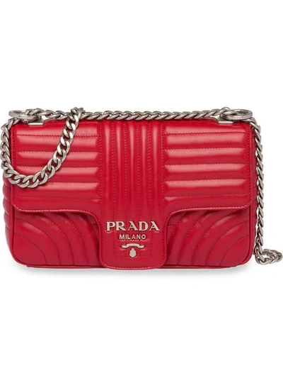 Shop Prada Diagramme Shoulder Bag In Red