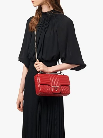 Shop Prada Diagramme Shoulder Bag In Red