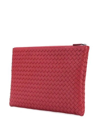 Shop Bottega Veneta Woven Pouch In 6453 Red