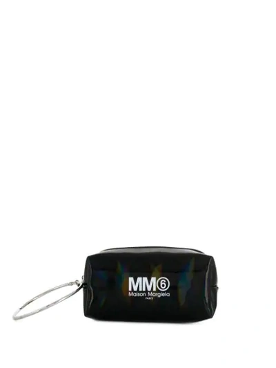 Shop Mm6 Maison Margiela Ring Handle Clutch Bag In Black