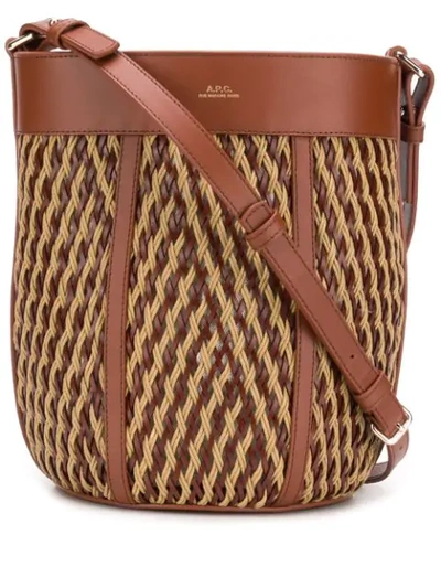 Shop Apc Woven Bucket Bag In Brown
