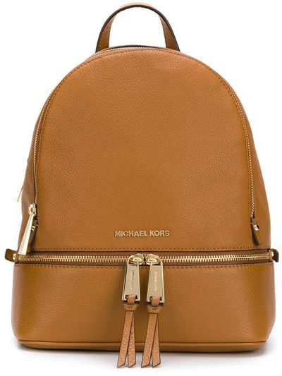 Shop Michael Michael Kors Logo Backpack In Brown