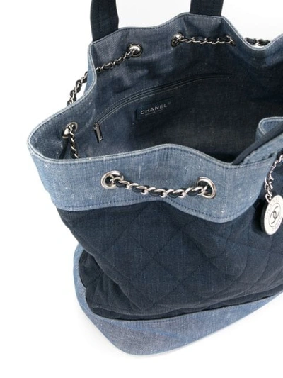 Pre-owned Chanel Diamond Quilted Denim Backpack In Blue