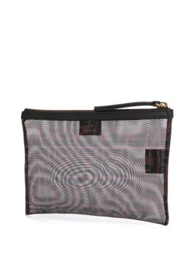 Shop Fendi Ff Motif Mesh Pouch In F12pk Black Ebony