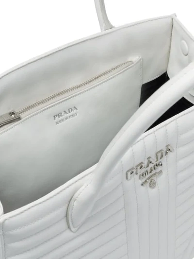 Shop Prada Diagramme Tote Bag In White