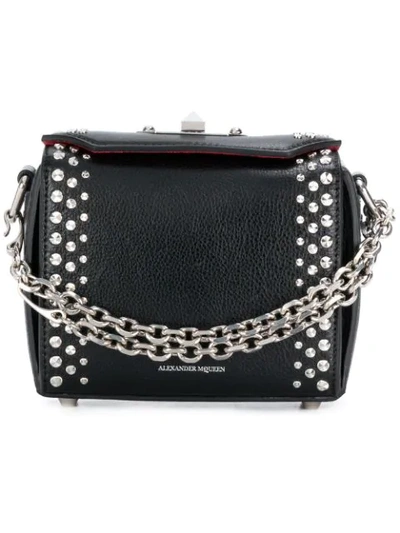 Shop Alexander Mcqueen Embellished Box Bag In 1000 Black