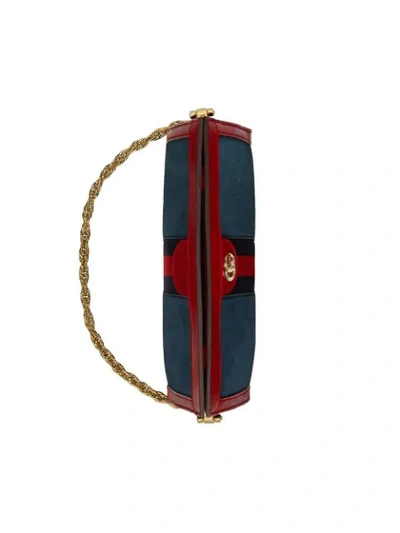 Shop Gucci Red And Navy Ophidia Small Suede And Leather Shoulder Bag In Blue