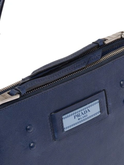 Shop Prada Etiquette Leather Bag In Blue