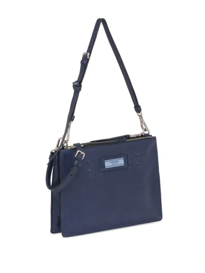 Shop Prada Etiquette Leather Bag In Blue