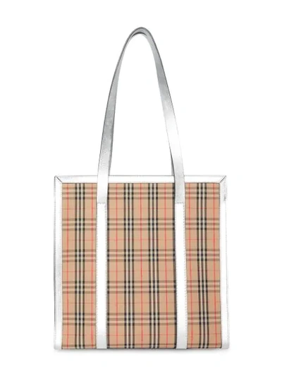 Shop Burberry The Small 1983 Check Link Tote Bag In Neutrals