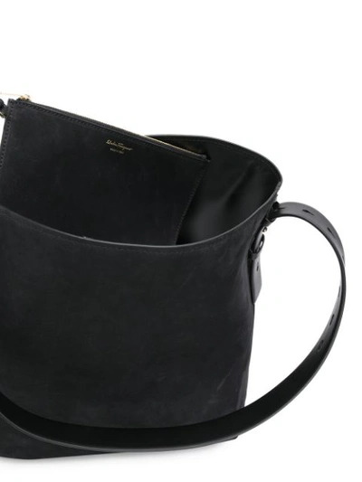 Shop Ferragamo Salvatore  Gancini Shoulder Bag - Black