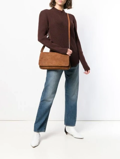 Shop Marsèll Foldover Crossbody Bag In Brown