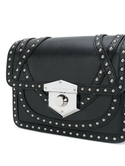 Shop Alexander Mcqueen Foldover Studded Shoulder Bag In Black