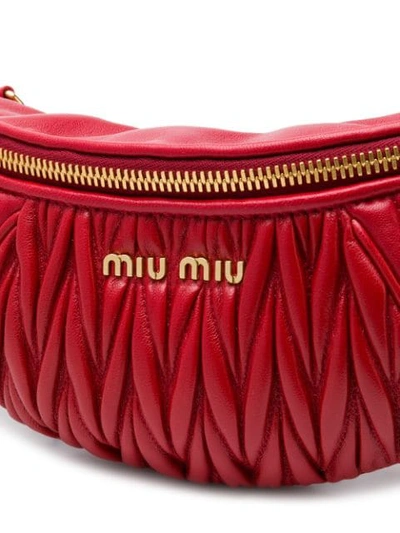 Shop Miu Miu Ribbed Belt Bag In Red
