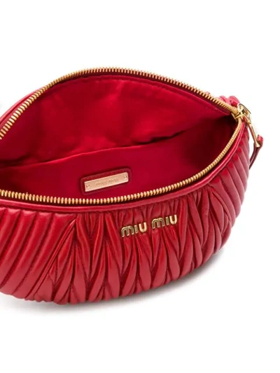 Shop Miu Miu Ribbed Belt Bag In Red