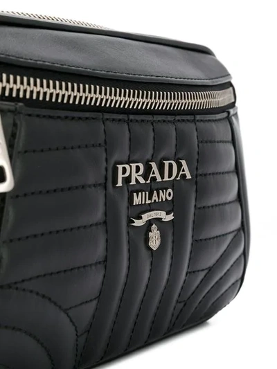 Shop Prada Quilted Logo Belt Bag In Black