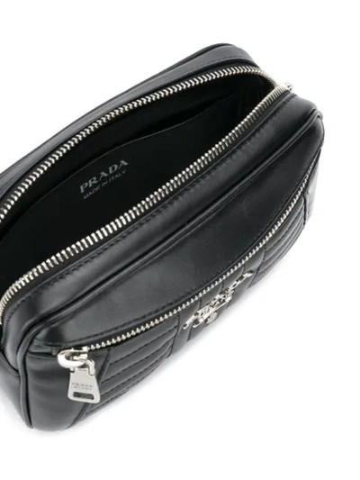 Shop Prada Quilted Logo Belt Bag In Black