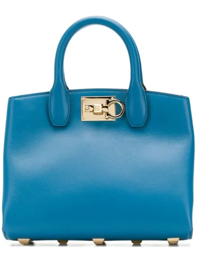 Shop Ferragamo Studio Bag In Blue