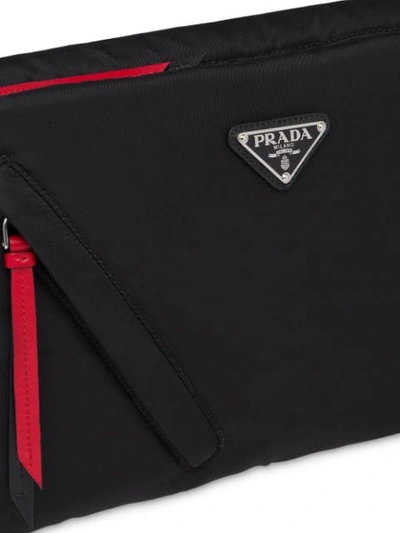 Shop Prada Logo-embellished Clutch Bag In Black